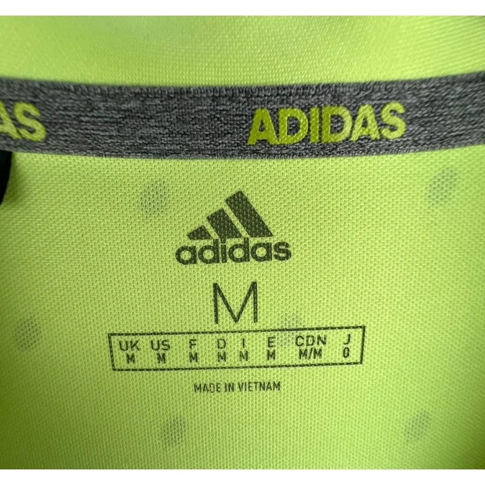ADIDAS Performance Polo Shirt Mens M Pinecone Print Hi-Res Yellow Gray UPF 50